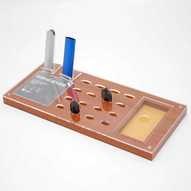 Wood grain acrylic electronic cigarette display rack