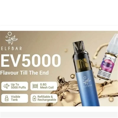 ELFBAR lanserer en påfyllbar elektronisk sigarett EV5000 i Storbritannia, pri...