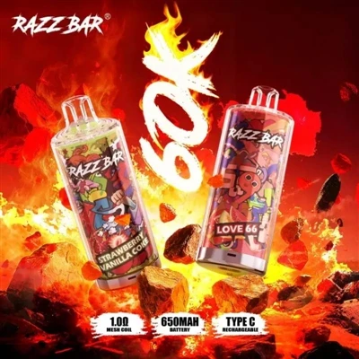 Razz Bar 60000 engangs E-sigarett|60 000 puff, det beste valget for neste-gen...