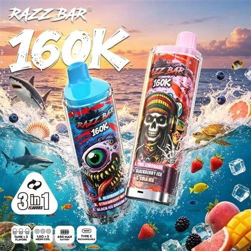 Razz Bar 160K Puff: Kombinerer flere smaker, lang batterilevetid og smarte fu...